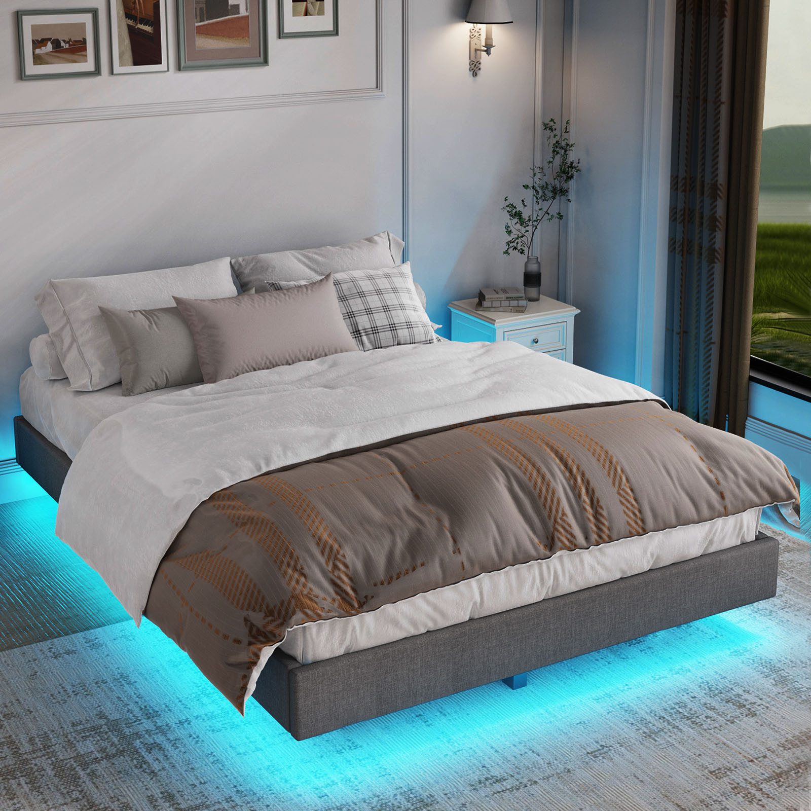 oyajia Polsterbett Doppelbett 140x200 cm, LED günstig online kaufen