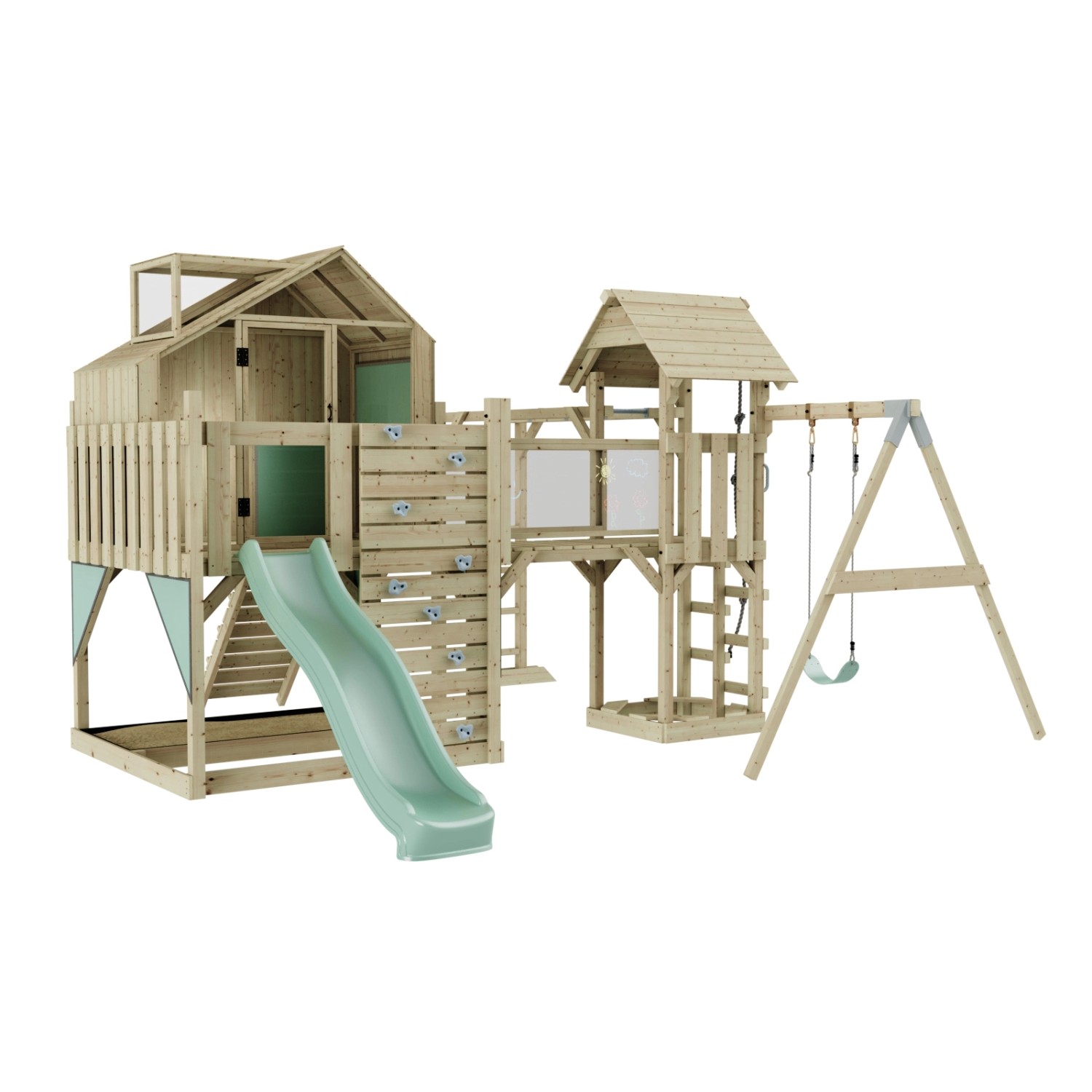 OutdoorToys Spielturm Mille mit Kinderschaukel Mintgrün günstig online kaufen