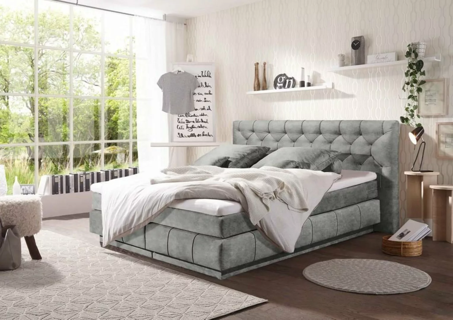 ED EXCITING DESIGN Boxspringbett "Florenz", inkl. zwei schwebenden Bettkäst günstig online kaufen