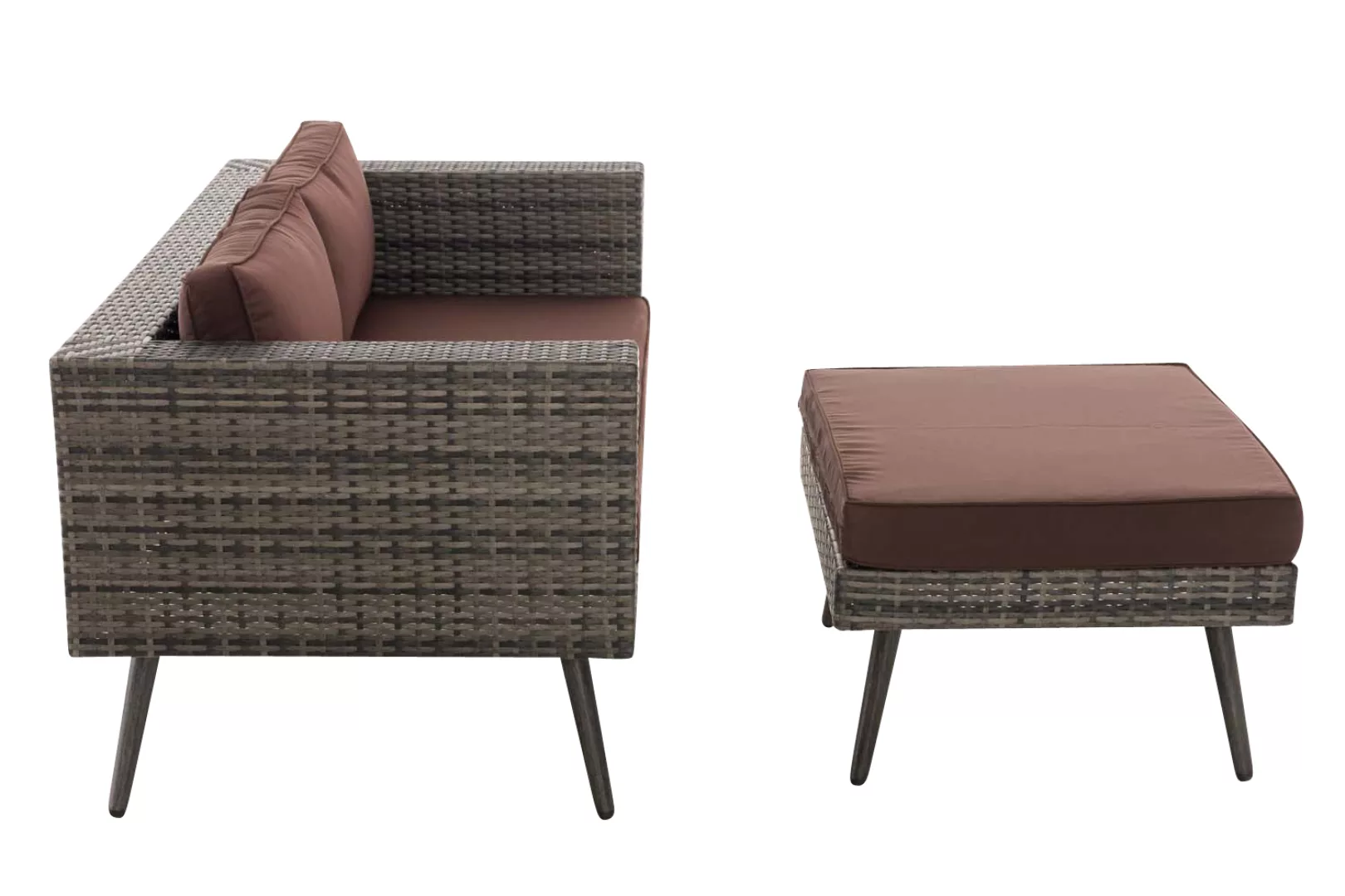 2er Sofa Molde Mit Fußhocker Flachrattan Grau-meliert 40 Cm (dunkelgrau) günstig online kaufen