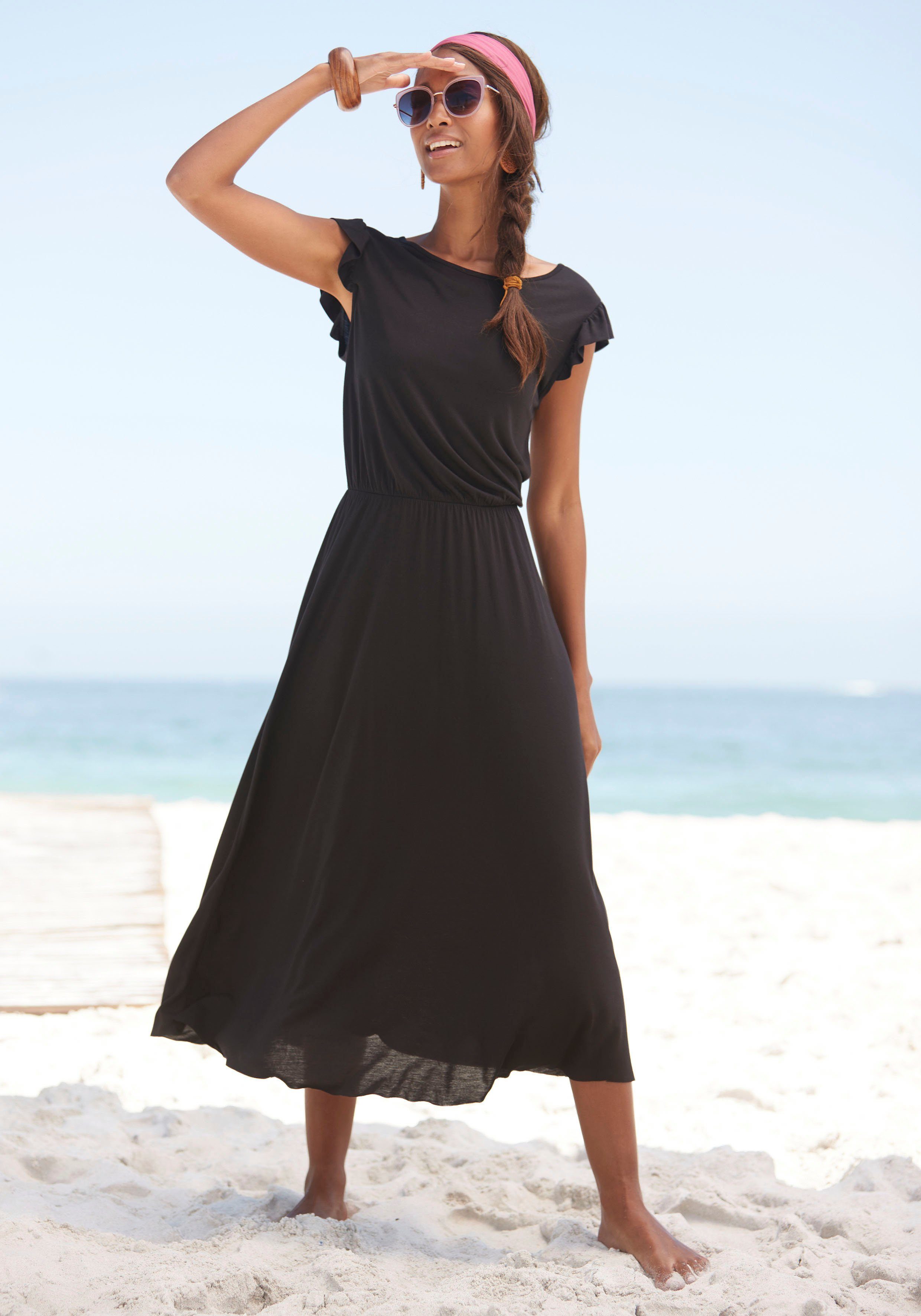Beachtime Midikleid aus Viskosejersey, kurzärmliges Sommerkleid, günstig online kaufen