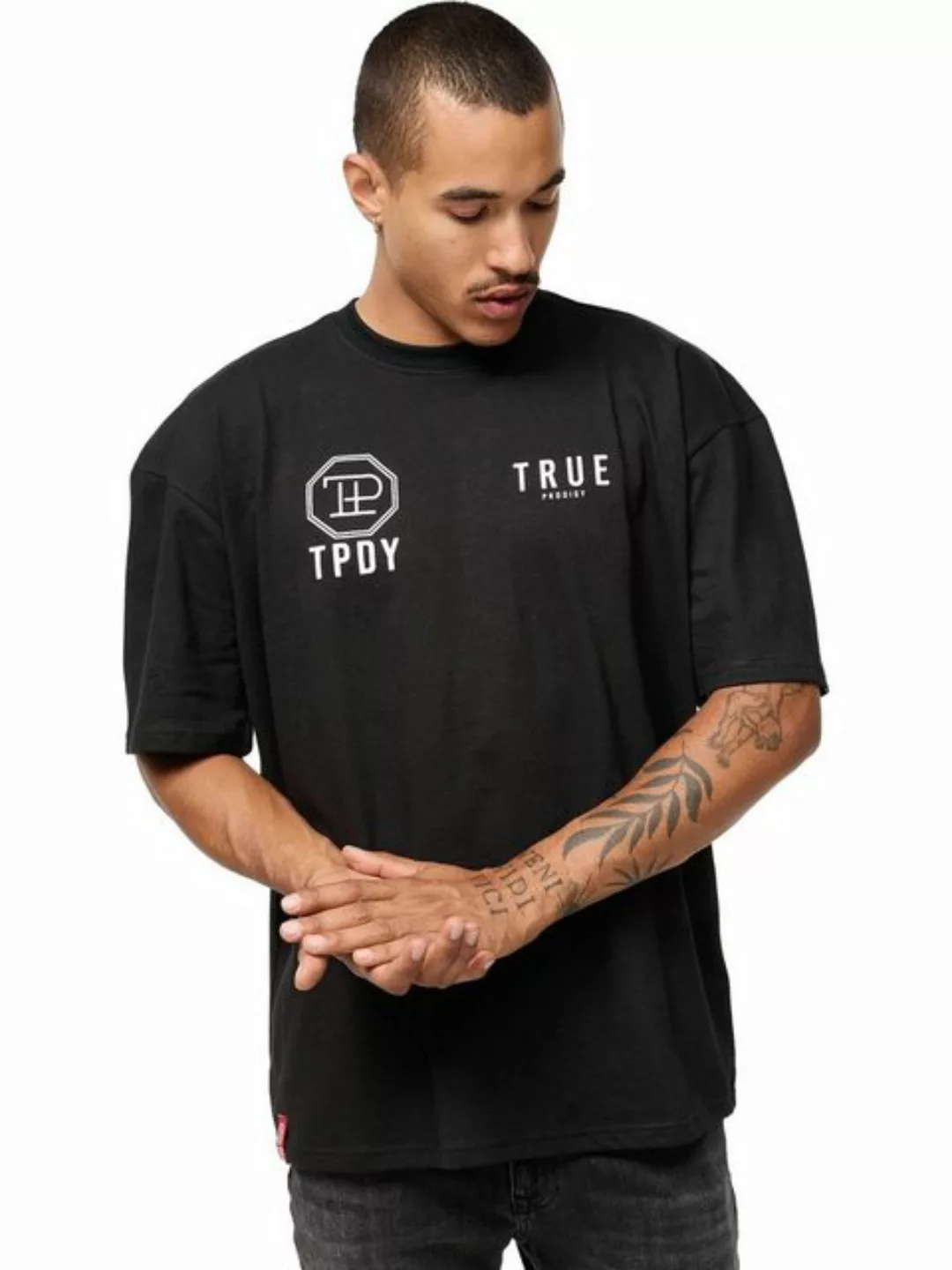 trueprodigy Oversize-Shirt Eren Logoprint Rundhals dicker Stoff günstig online kaufen
