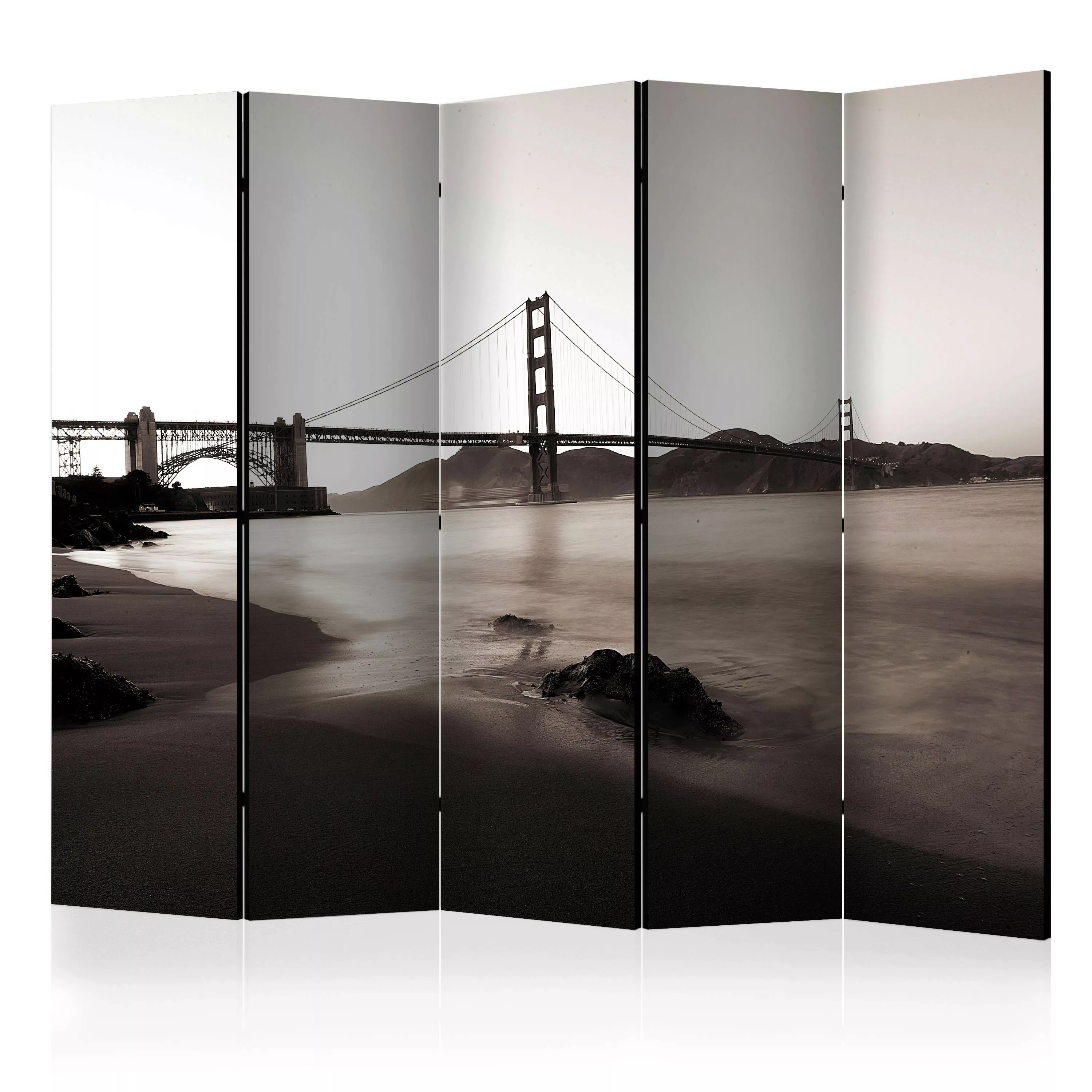 5-teiliges Paravent - San Francisco: Golden Gate Bridge In Black And White günstig online kaufen