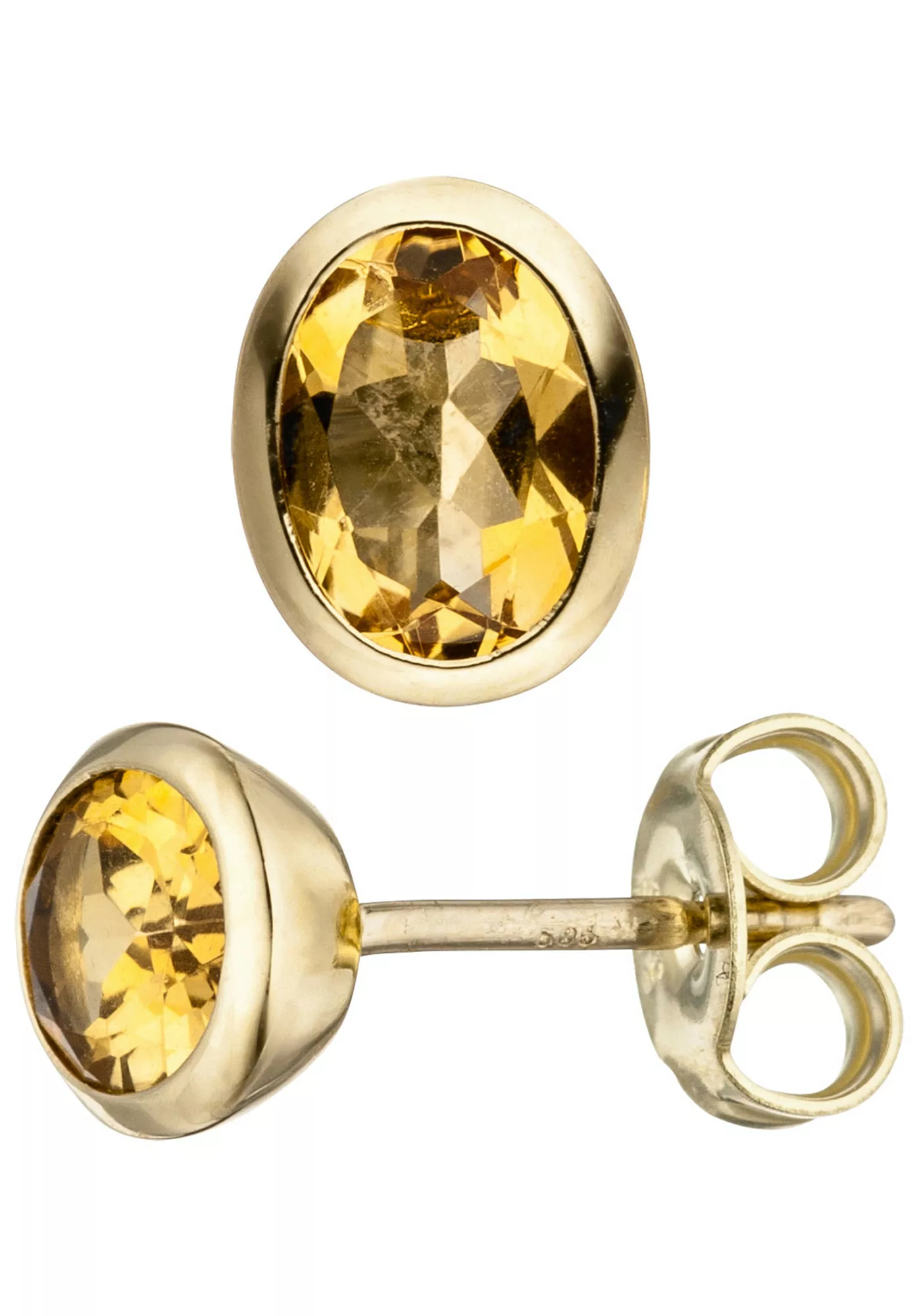 JOBO Paar Ohrstecker, oval 585 Gold mit Citrin günstig online kaufen