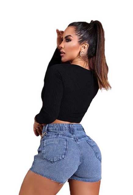 SEGUEN Jeansshorts Sommer hohe Taille Jeans-Shorts Frauen (Handgemachte dün günstig online kaufen