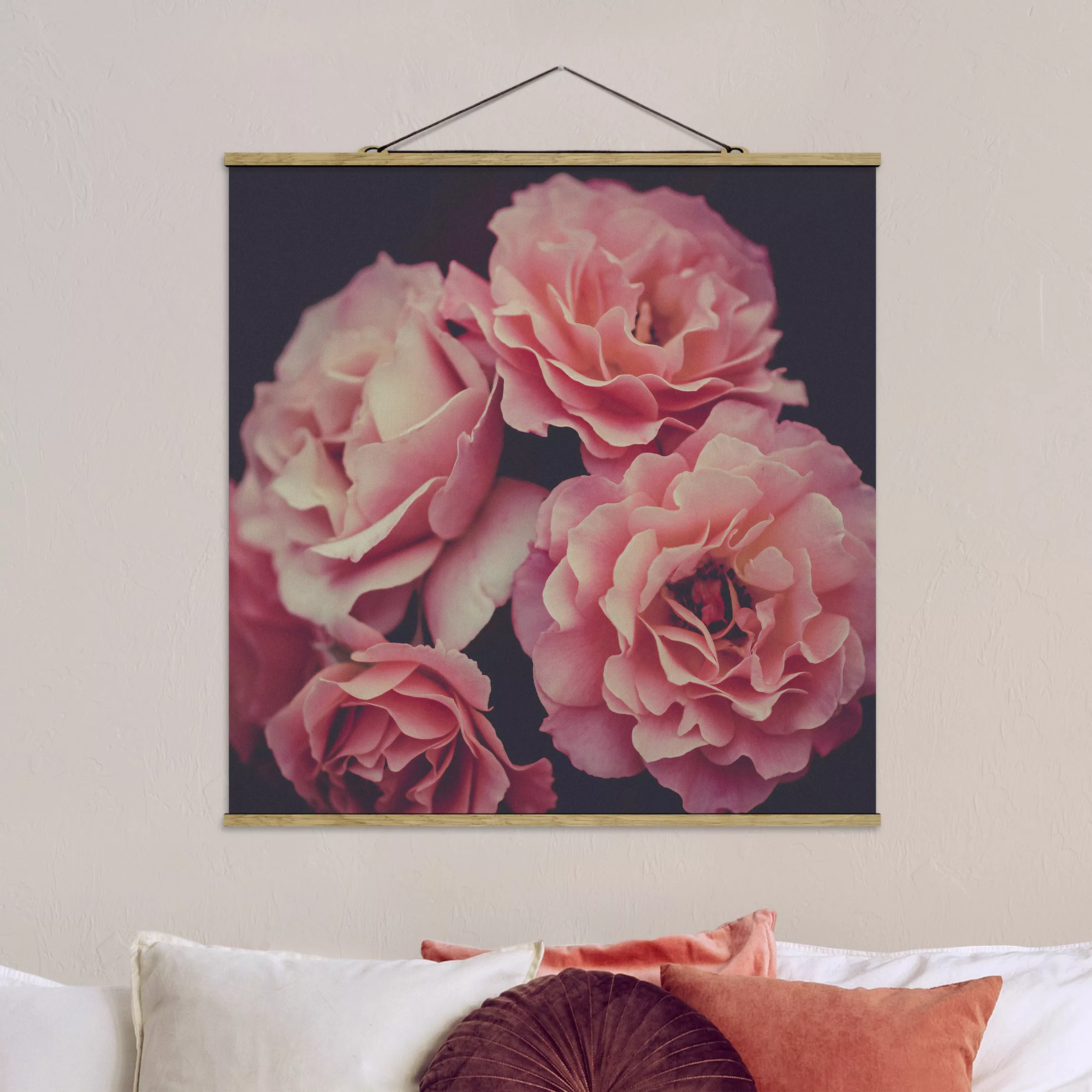 Stoffbild mit Posterleisten Rosenträume günstig online kaufen