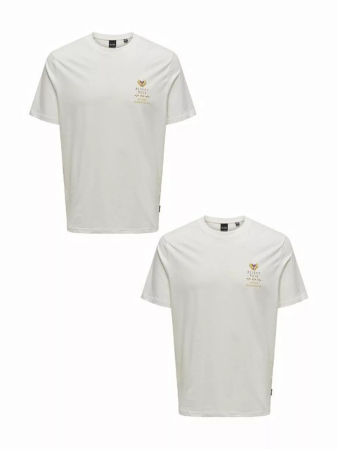 ONLY & SONS T-Shirt T-Shirt 2er-Set Rundhals Kurzarm (1-tlg) 7639 in Weiß-2 günstig online kaufen