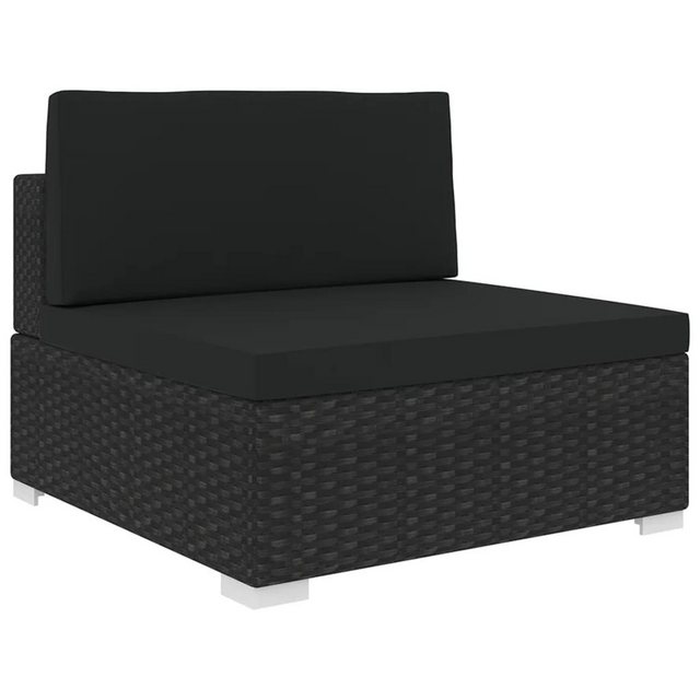 Modular-sofa-mittelteil 1 Stk. + Auflagen Poly Rattan Schwarz günstig online kaufen