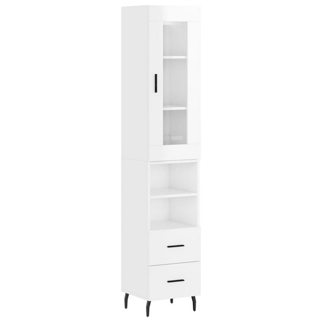 vidaXL Vitrine Highboard Hochglanz-Weiß 34,5x34x180 cm Spanplatte Glas Vitr günstig online kaufen