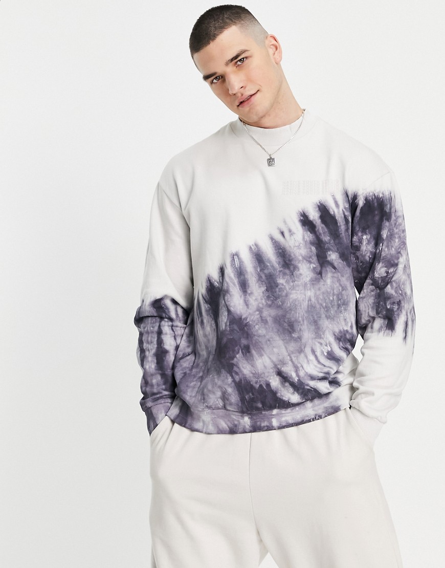 Native Youth – Hochgeschlossenes Oversize-Sweatshirt in marmorierter Waschu günstig online kaufen