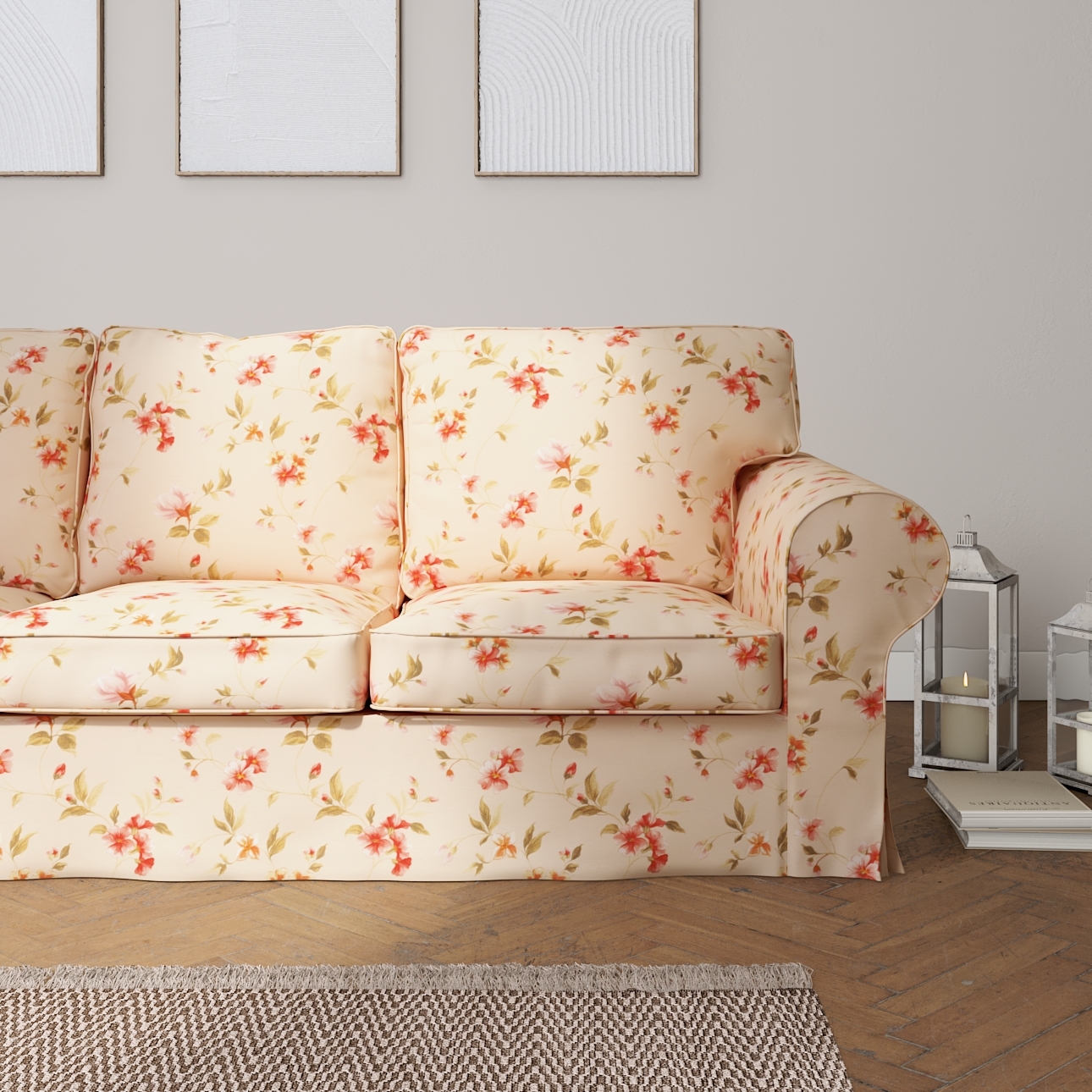 Bezug für Ektorp 3-Sitzer Schlafsofa, neues Modell (2013), creme-rosa, 40cm günstig online kaufen