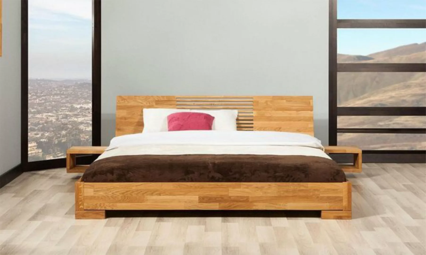 Natur24 Bett Bett Bento 11 Sonderlänge 180x210 Wildeiche Holzkopfteil und H günstig online kaufen
