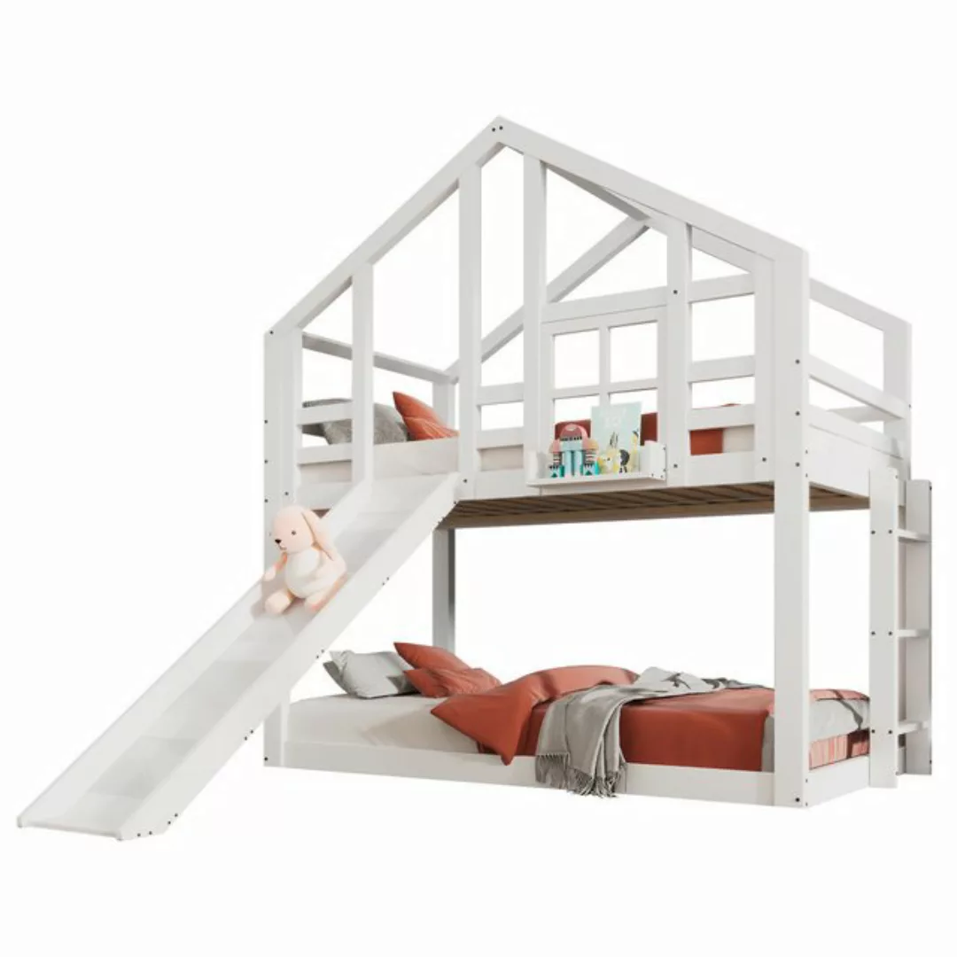 Rutaqian Hausbett Kinderbett Hochbett, Etagenbett 90 x 200 cm, für 2 Kinder günstig online kaufen