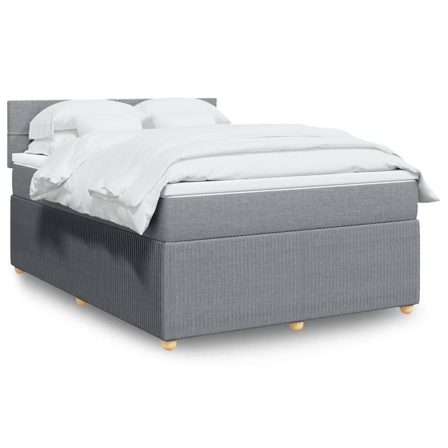 vidaXL Boxspringbett, Boxspringbett mit Matratze Hellgrau 140x190 cm Stoff günstig online kaufen