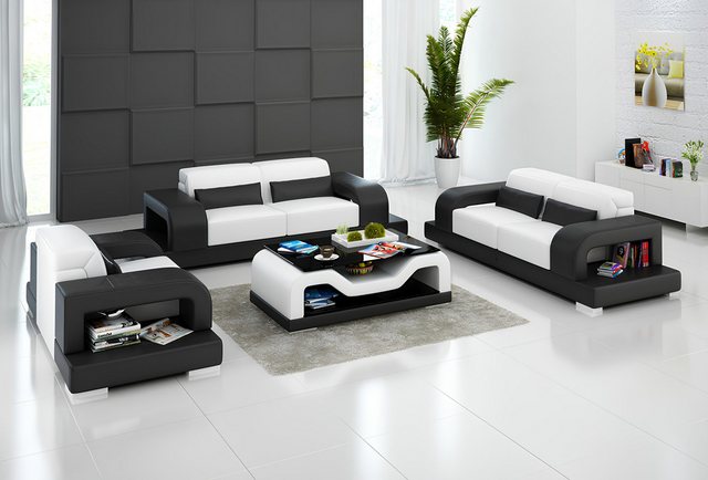 Xlmoebel Sofa Moderne Ledersofa-Garnitur mit 3-Sitzer, 2-Sitzer und 1-Sitze günstig online kaufen