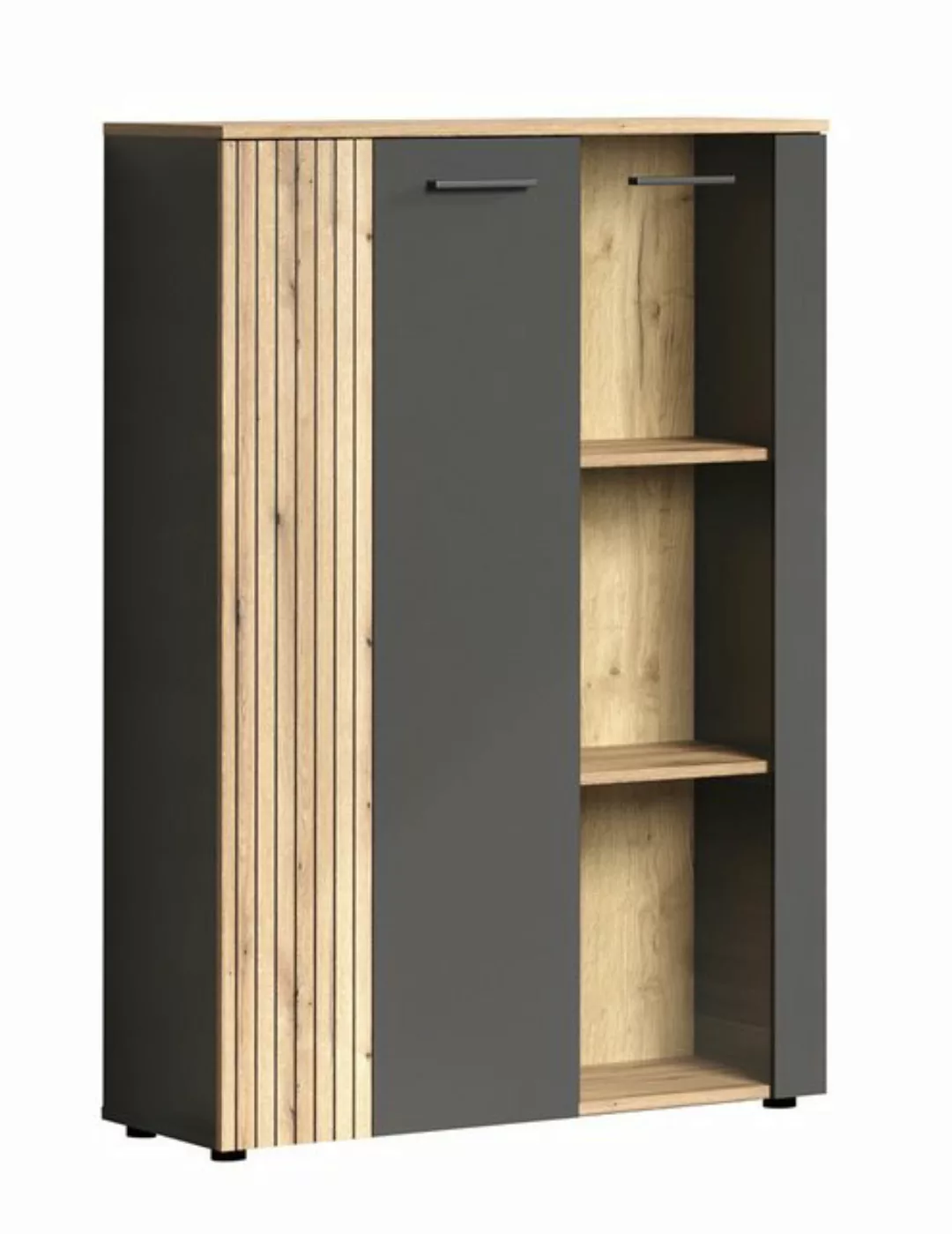 ebuy24 Vitrine Esteban Vitrinenschrank grau, Eiche dekor. günstig online kaufen