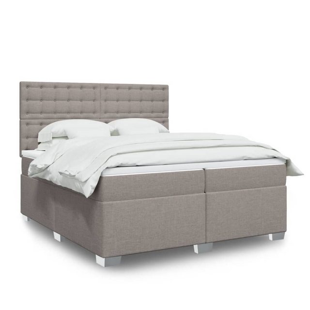 vidaXL Boxspringbett, Boxspringbett mit Matratze Taupe 200x200 cm Stoff günstig online kaufen