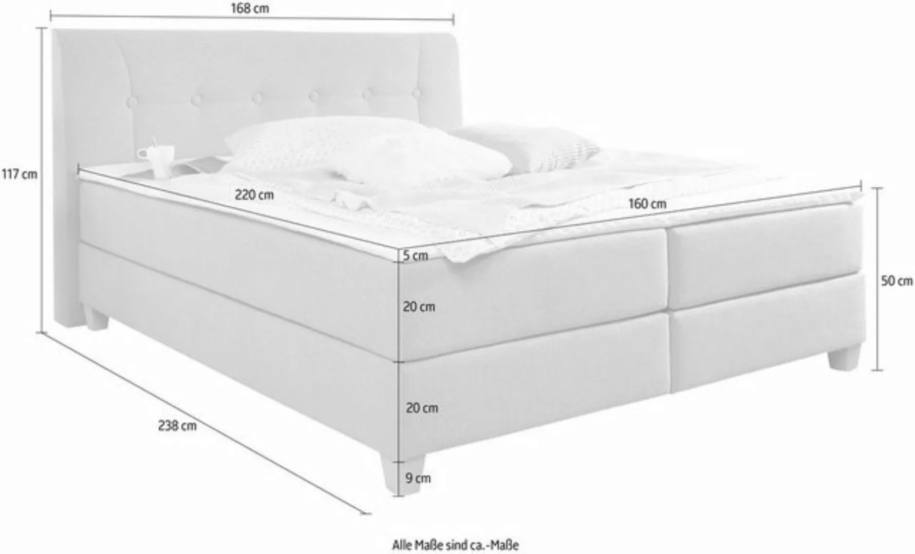 Home affaire Boxspringbett "Calloway", inkl. Topper, XXL-Ausführung, in 4 F günstig online kaufen