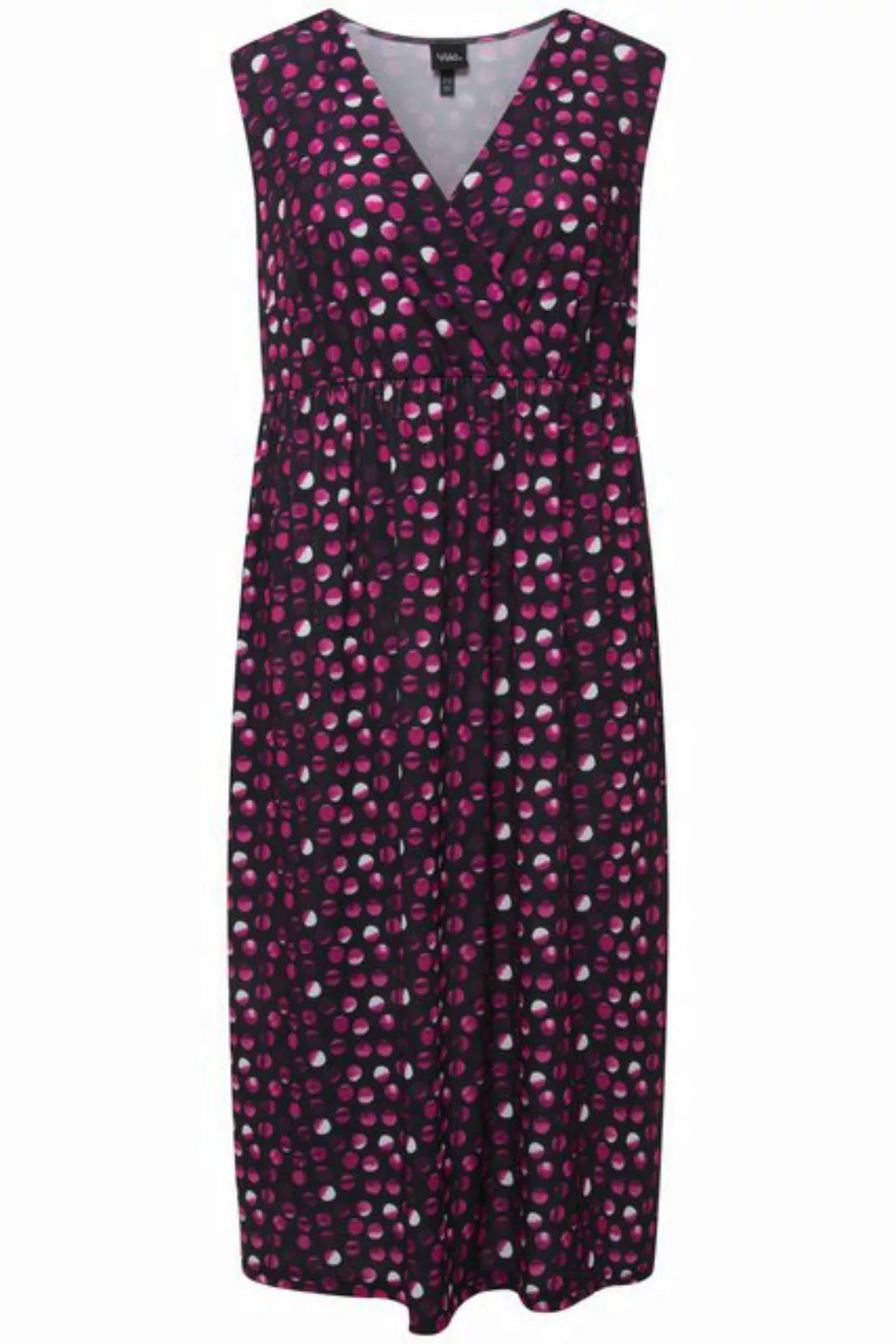 Ulla Popken Sommerkleid Jerseykleid Punkte A-Linie V-Ausschnitt ärmellos günstig online kaufen