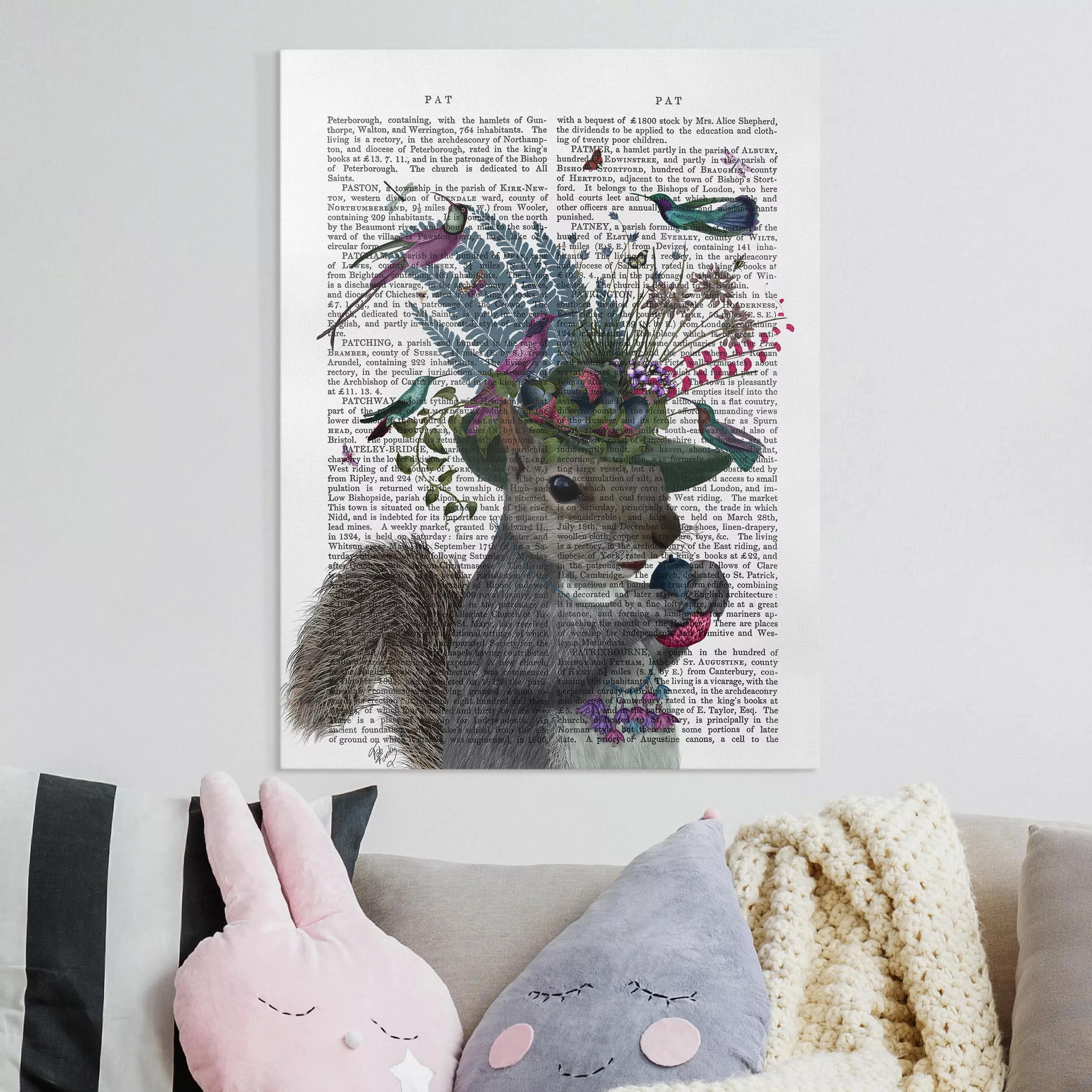 Leinwandbild Tiere - Hochformat Vogelfänger - Eichhörnchen mit Eicheln günstig online kaufen