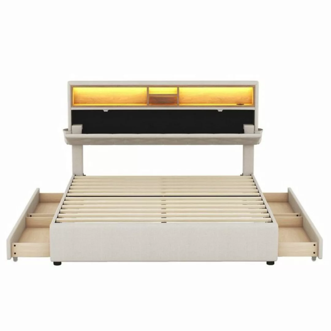 WISHDOR Polsterbett Doppelbett Stauraumbett mit Lattenrost ohne Matratze (F günstig online kaufen