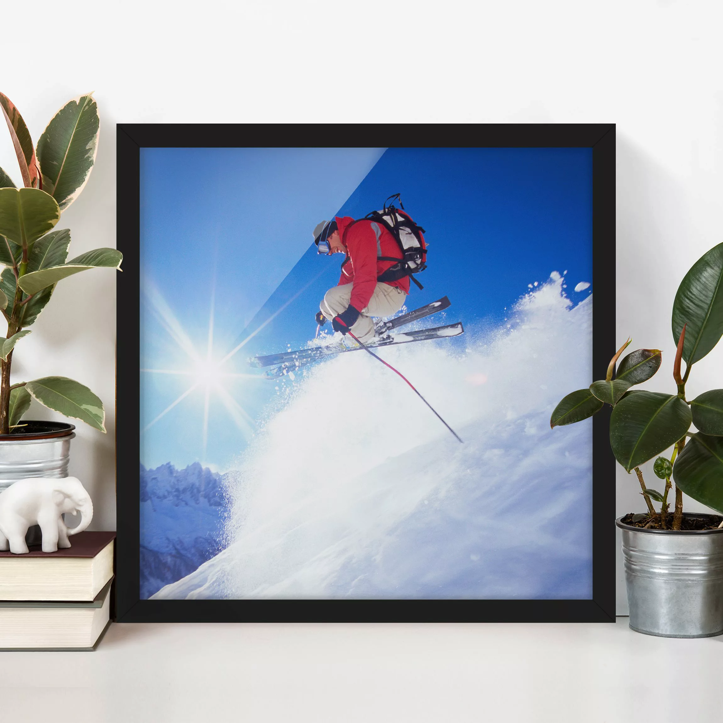 Bild mit Rahmen Portrait - Quadrat Skisprung günstig online kaufen