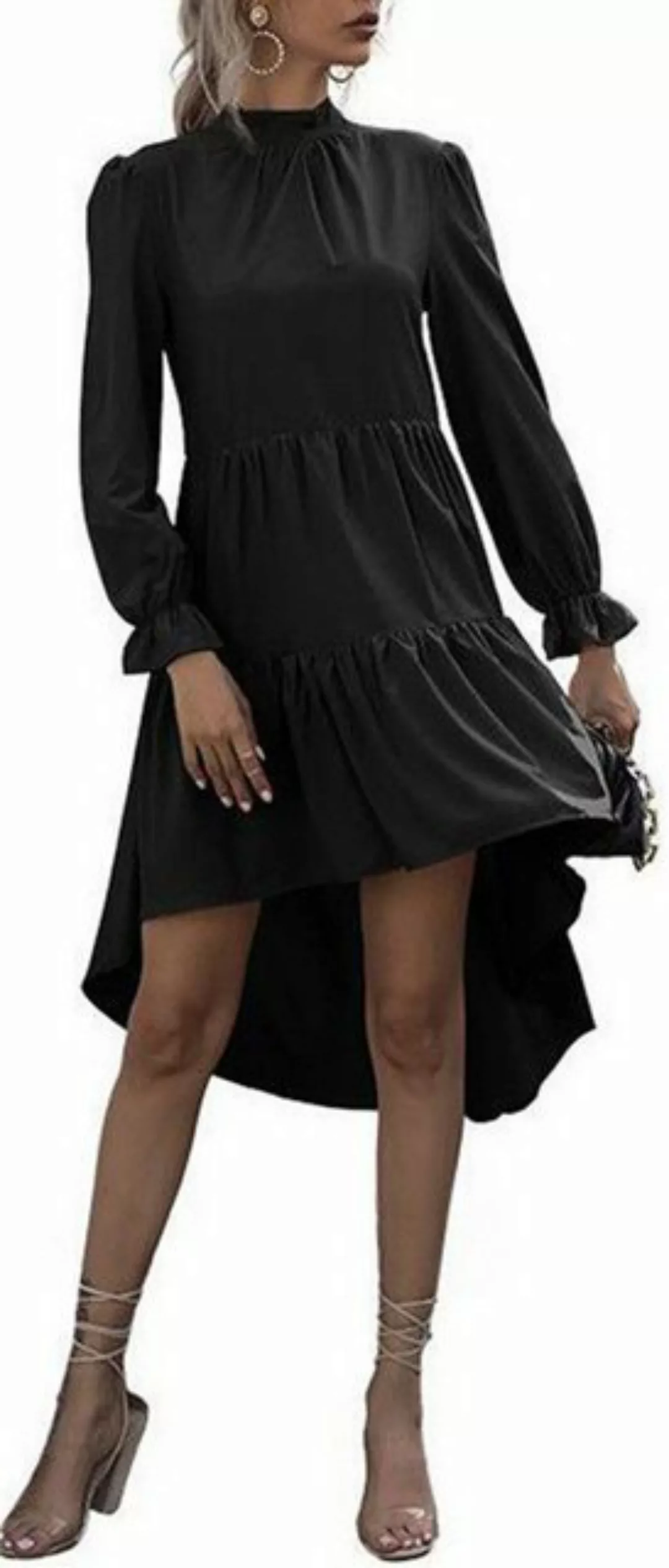 ZWY Dirndl Modisches Damenkleid mit langen Ärmeln und unregelmäßigem halbho günstig online kaufen