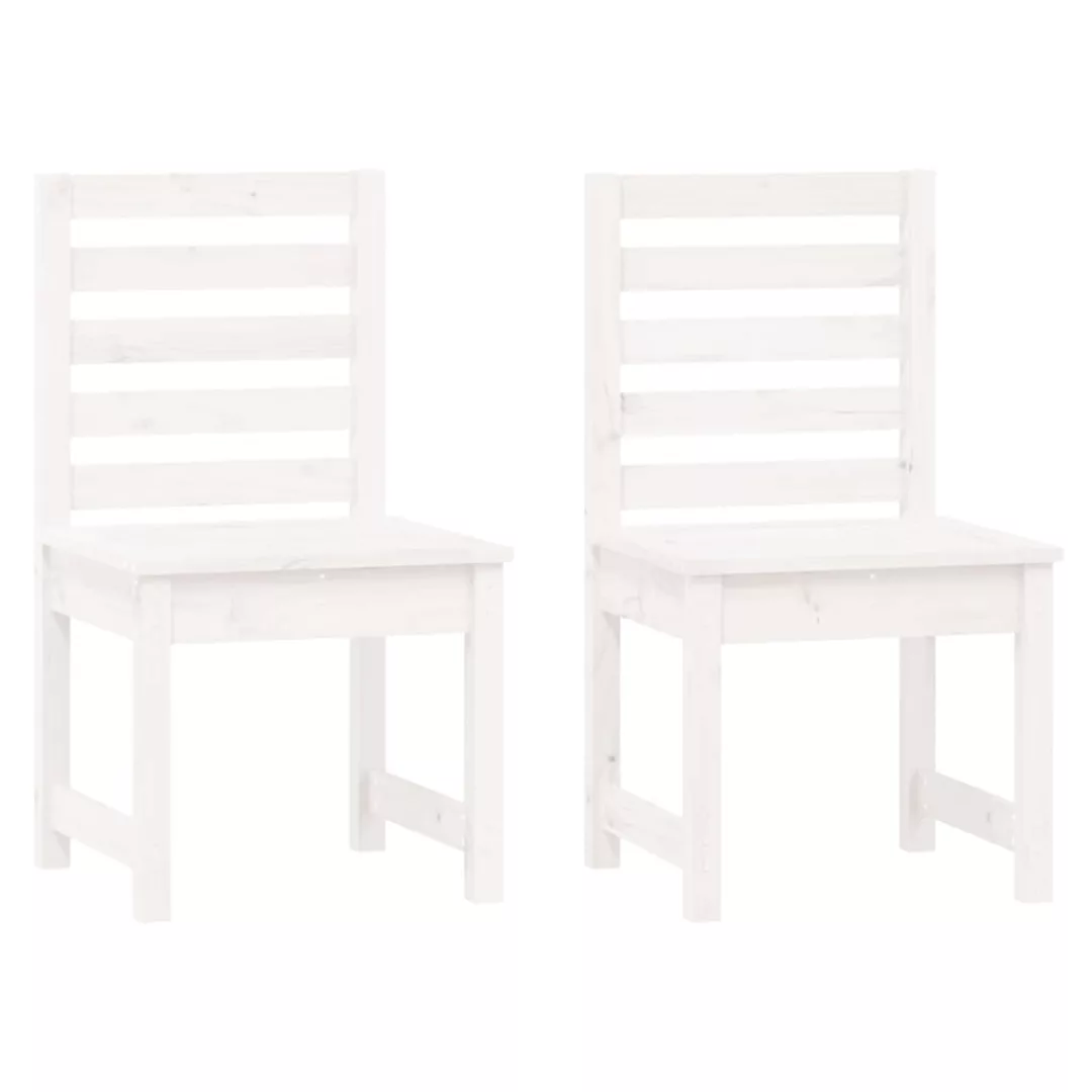Vidaxl Gartenstühle 2 Stk. Weiß 40,5x48x91,5 Cm Massivholz Kiefer günstig online kaufen