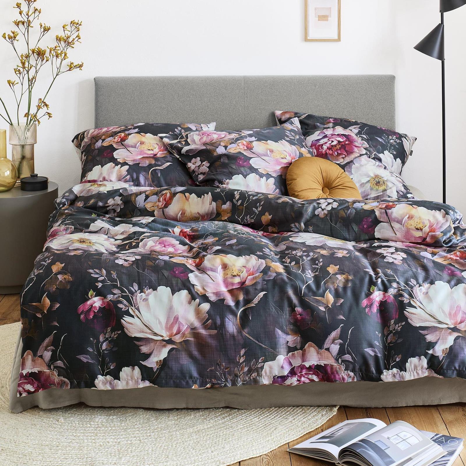 Irisette Mako Satin Bettwäsche Wave 8574-90 Blumen Rosa Grau 135x200 günstig online kaufen