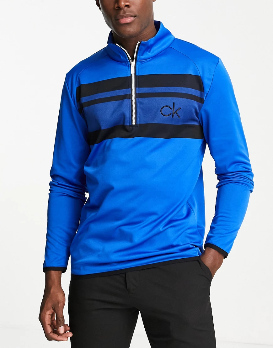 Calvin Klein Golf – Sweatshirt in Blau mit kurzem Reißverschluss günstig online kaufen