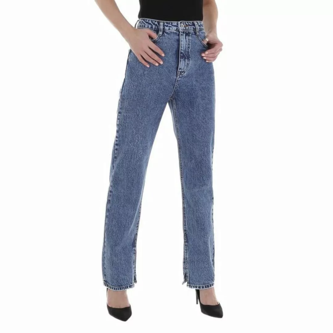 Ital-Design Weite Jeans Damen Freizeit Used-Look High Waist Jeans in Blau günstig online kaufen