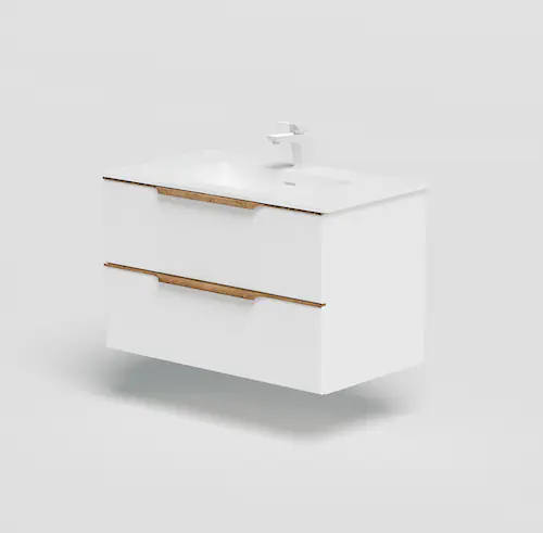 welltime Waschtisch "Amber", mit CORIAN-Acrylstein Waschbecken, massive Eic günstig online kaufen