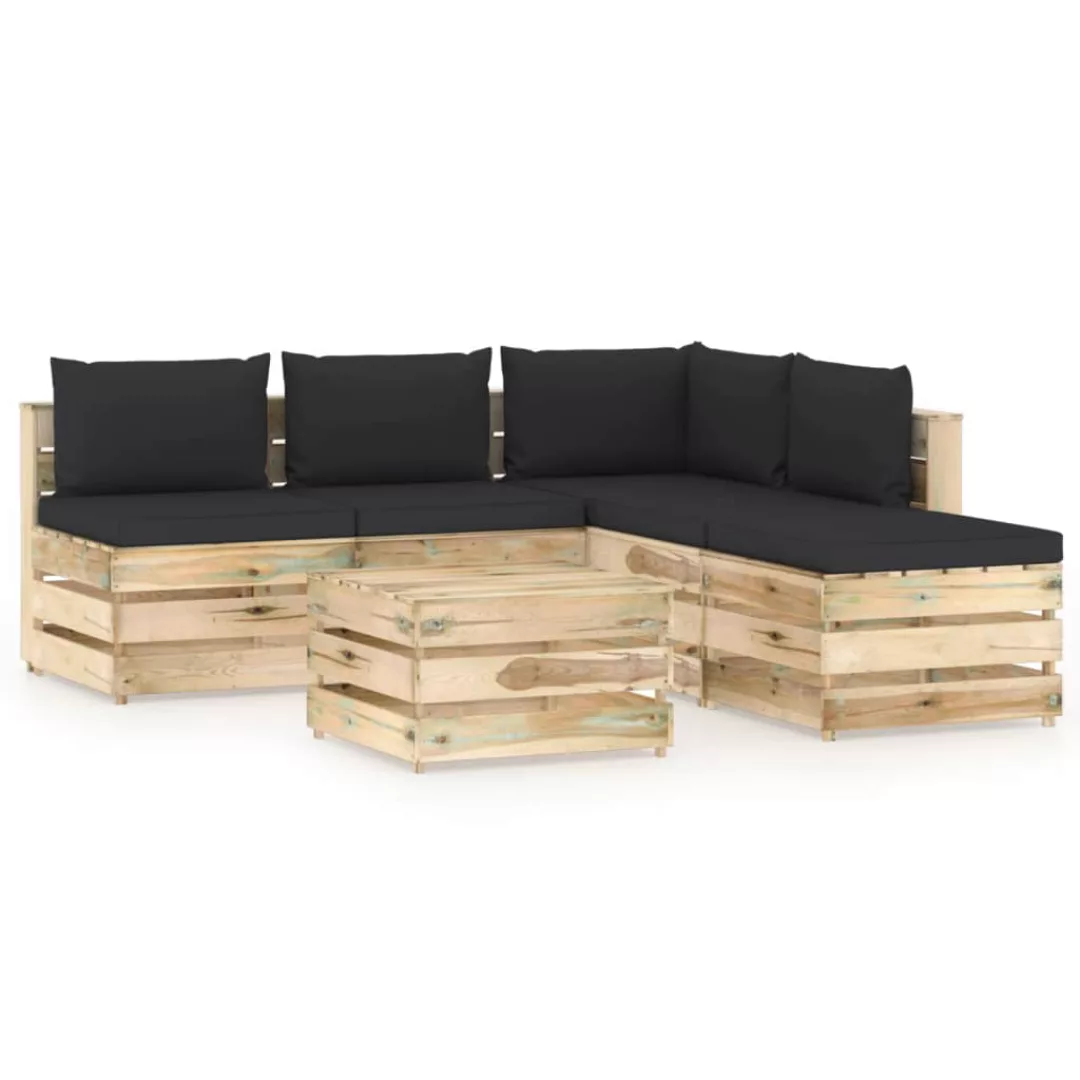 6-tlg. Garten-lounge-set Mit Kissen Grün Imprägniertes Holz günstig online kaufen