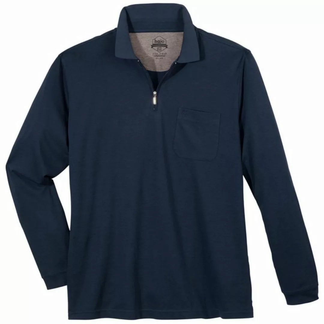 Hajo Langarm-Poloshirt Hajo Langarm-Poloshirt Übergröße marine melange günstig online kaufen