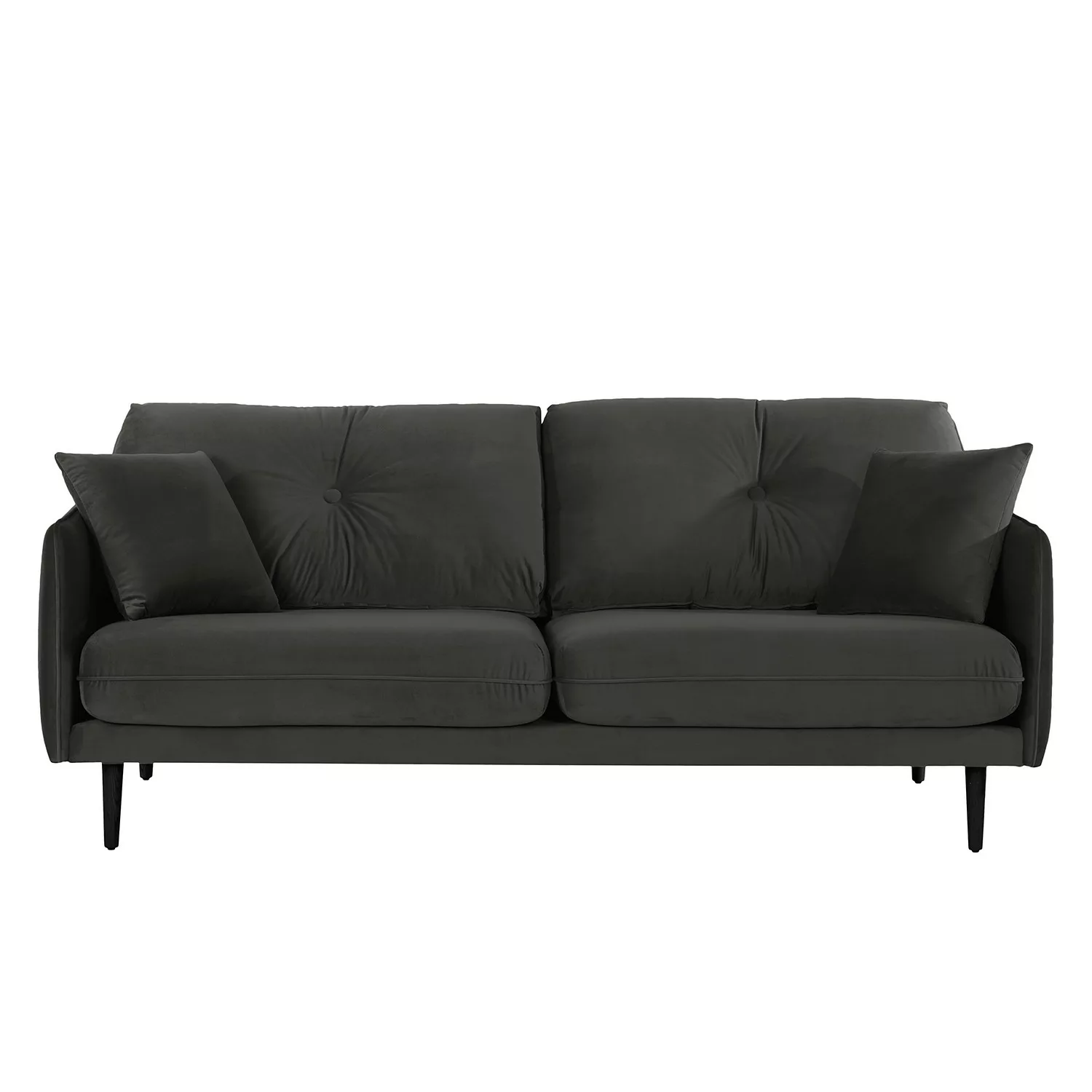 home24 Norrwood Sofa Pigna II 3-Sitzer Grau Samt 208x86x94 cm günstig online kaufen