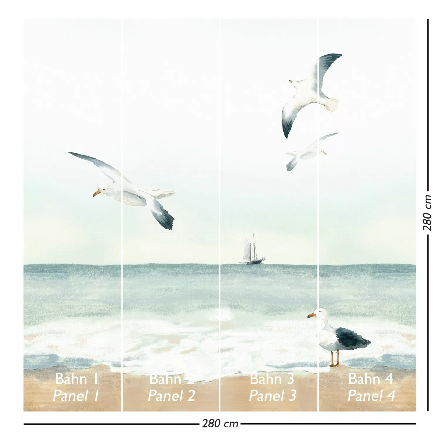 Lilli B. Fototapete Strand 2,80 x 2,80 m Mehrfarbig Natur FSC® günstig online kaufen