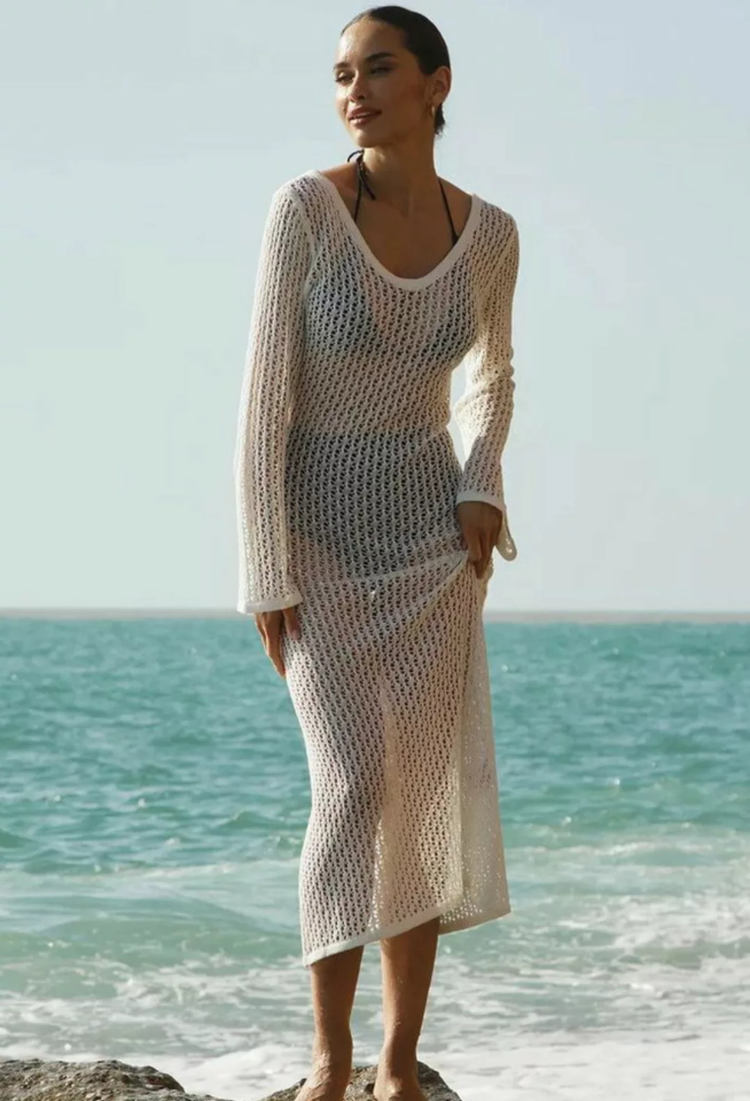 SEGUEN Strandkleid Sexy hohler Strandrock durchsichtig (Strand-Sonnenschutz günstig online kaufen