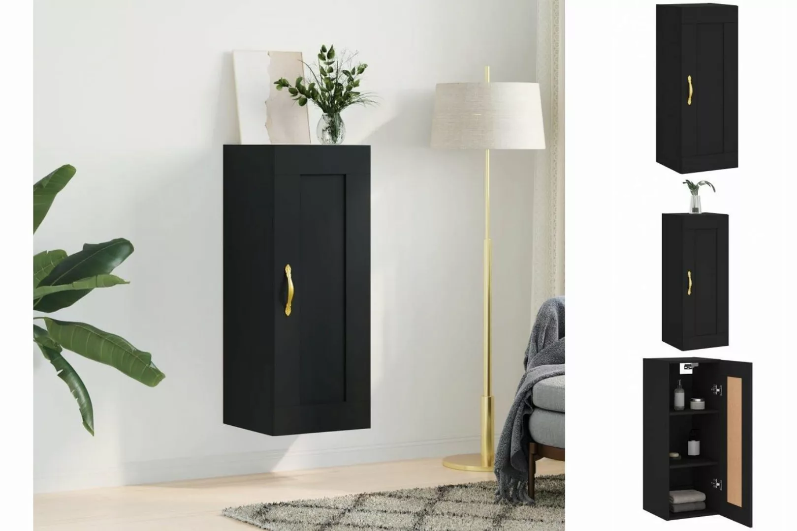 vidaXL Kleiderschrank Wandschrank Schwarz 34,5x34x90 cm Holzwerkstoff Hänge günstig online kaufen