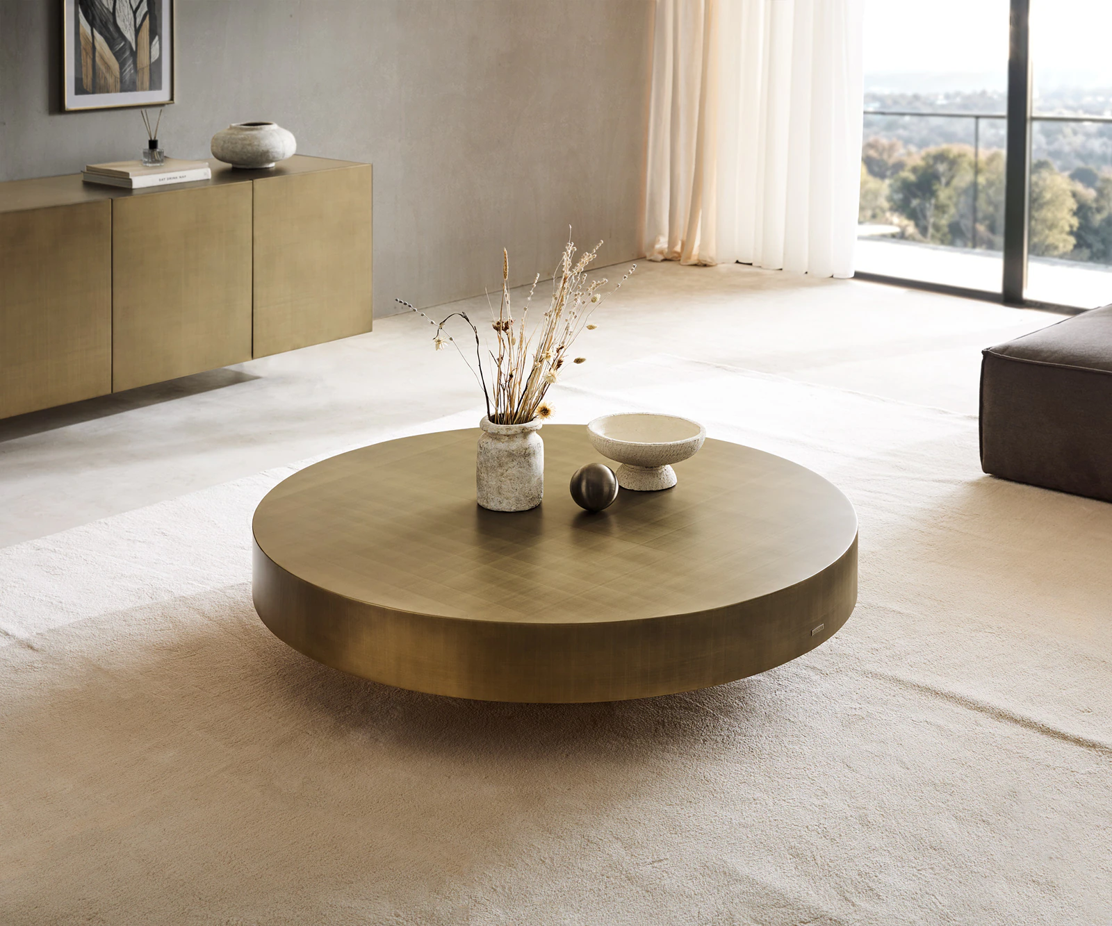 Couchtisch Ryo 120x30 cm Metallic Gold günstig online kaufen
