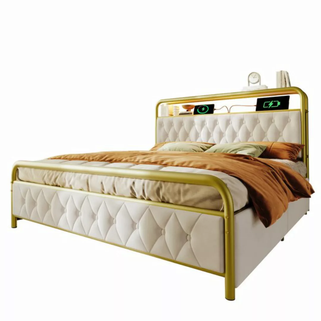 OKWISH Polsterbett Metallbett Stauraumbett (Doppelbett, 180×200CM, mit Bett günstig online kaufen