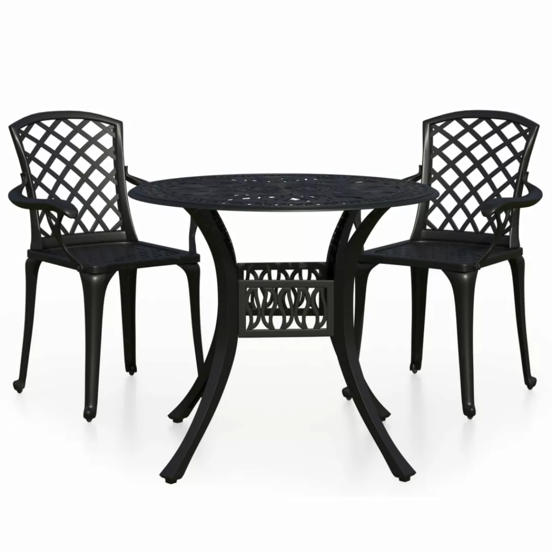 3-tlg. Bistro-set Aluminiumguss Schwarz günstig online kaufen