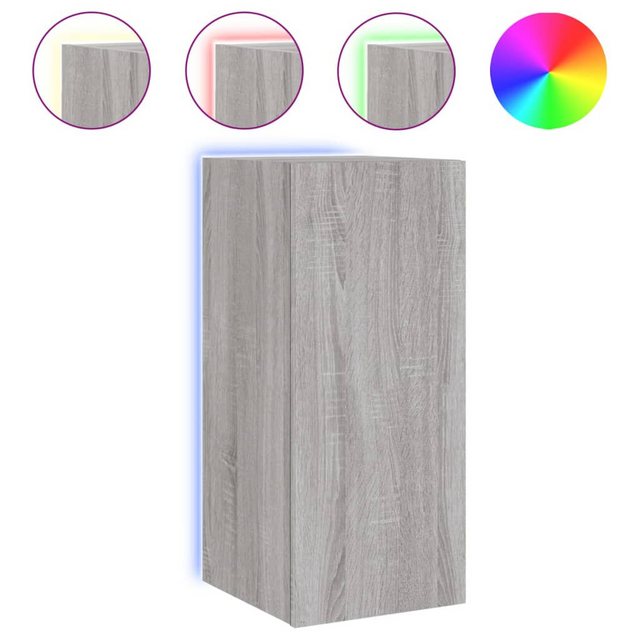 vidaXL TV-Schrank TV-Wandschrank mit LED-Leuchten Grau Sonoma 30,5x35x70 cm günstig online kaufen