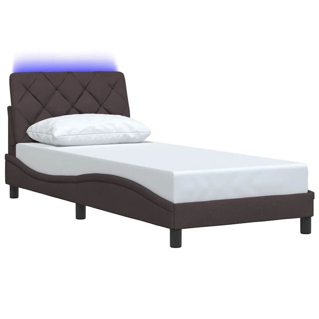 vidaXL Bett Bettgestell mit LED ohne Matratze Dunkelbraun 90x200 cm Stoff günstig online kaufen