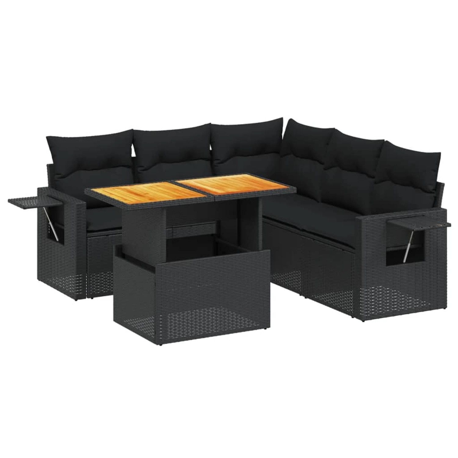 vidaXL 6-Tlg Garten-Sofagarnitur mit Kissen Schwarz Poly Rattan 3271748 günstig online kaufen