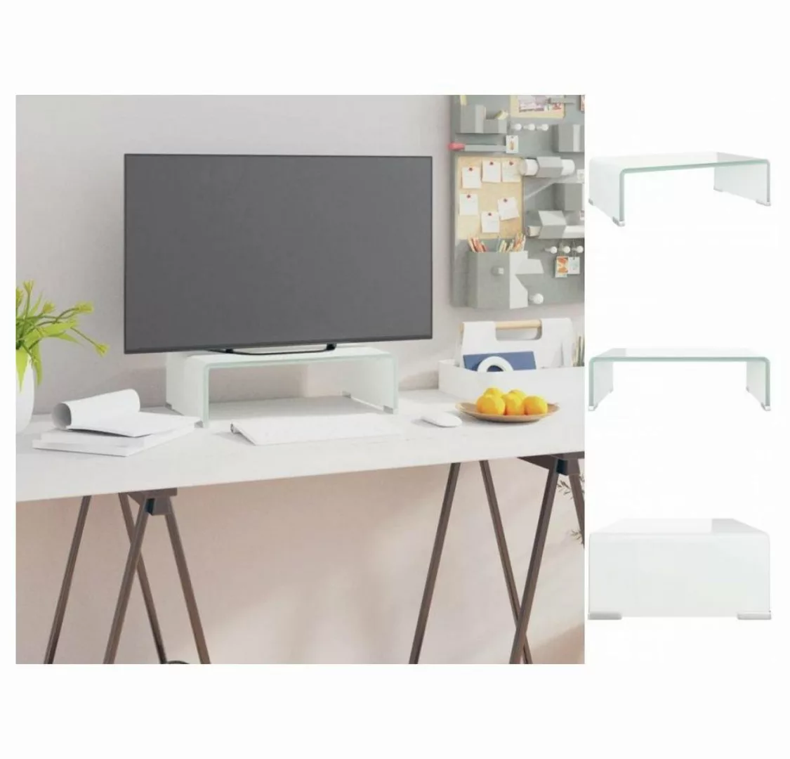 vidaXL TV-Schrank TV-Tisch Bildschirmerhöhung Glas Weiß 40x25x11 cm günstig online kaufen