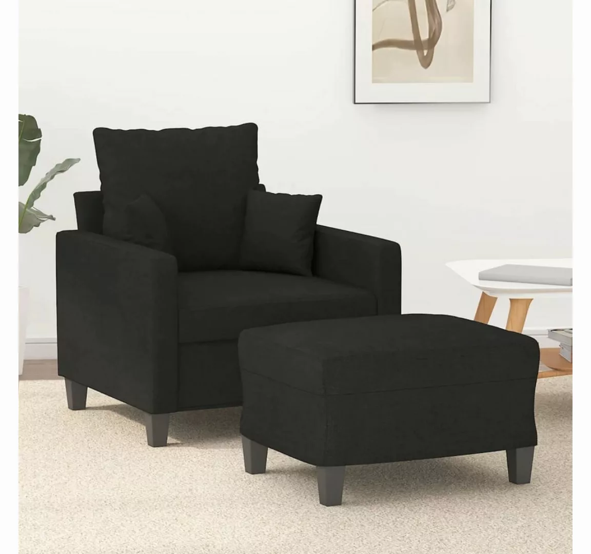 vidaXL Sofa Sessel mit Hocker 60 cm Stoff, Schwarz günstig online kaufen