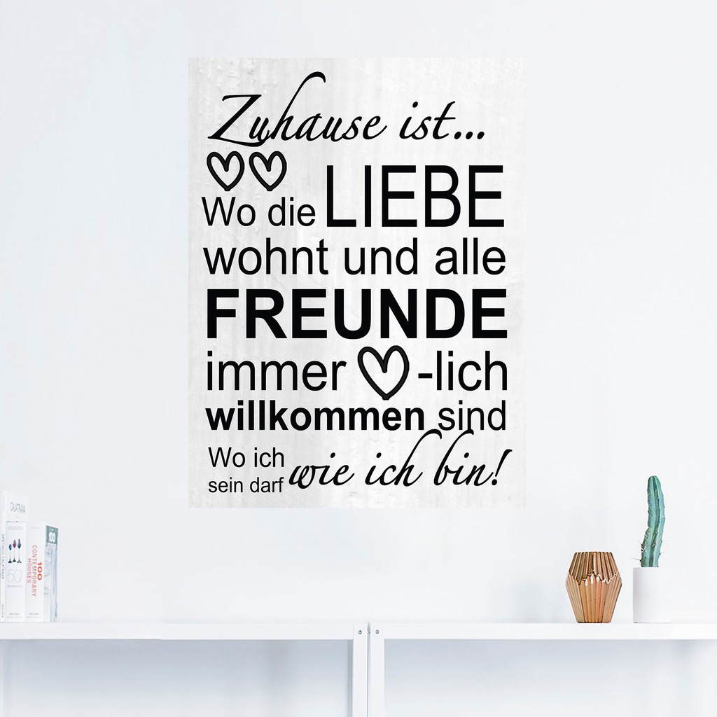 Artland Wandbild "Wo die Liebe wohnt", Sprüche & Texte, (1 St.), als Alubil günstig online kaufen