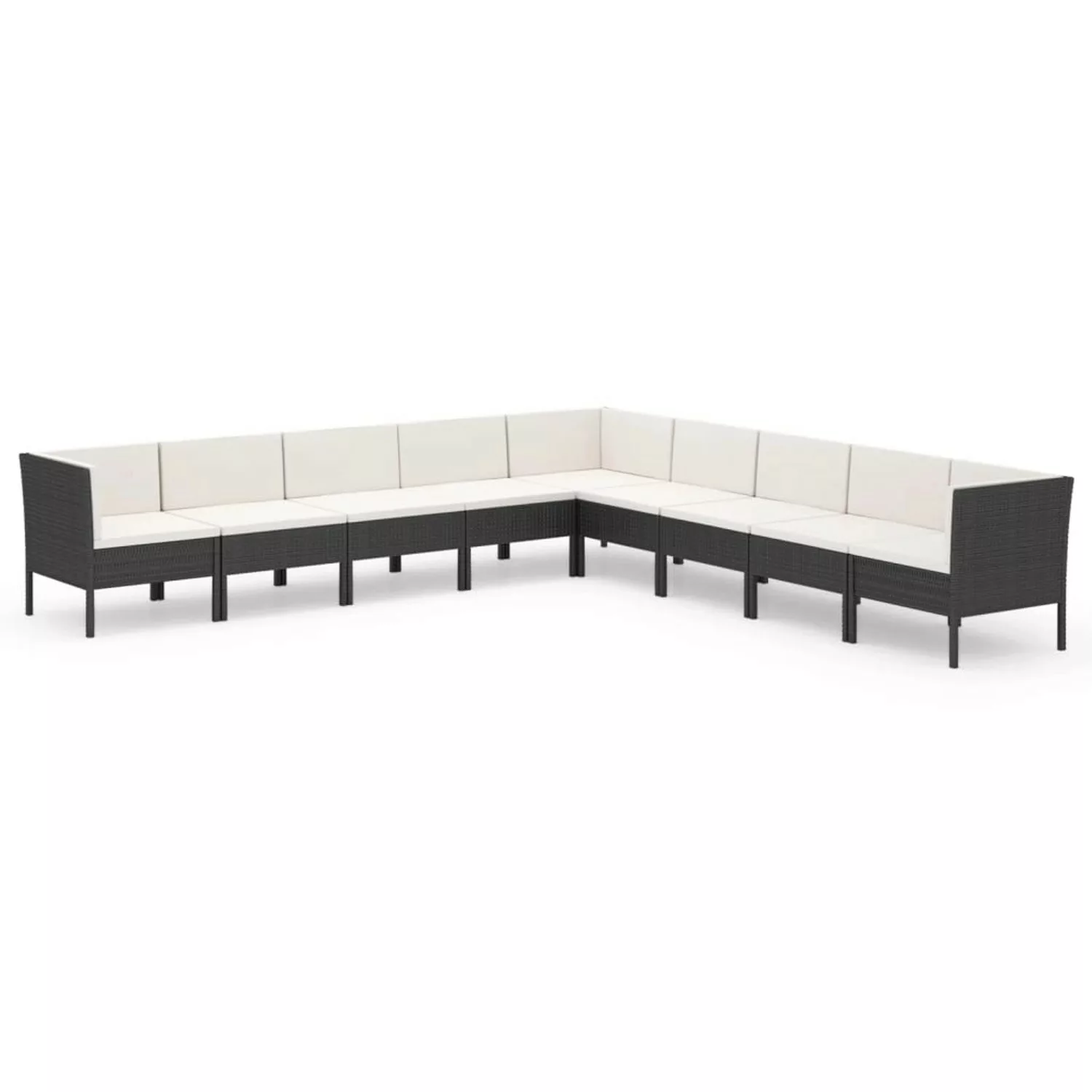 9-tlg. Garten-lounge-set Mit Auflagen Poly Rattan Schwarz günstig online kaufen