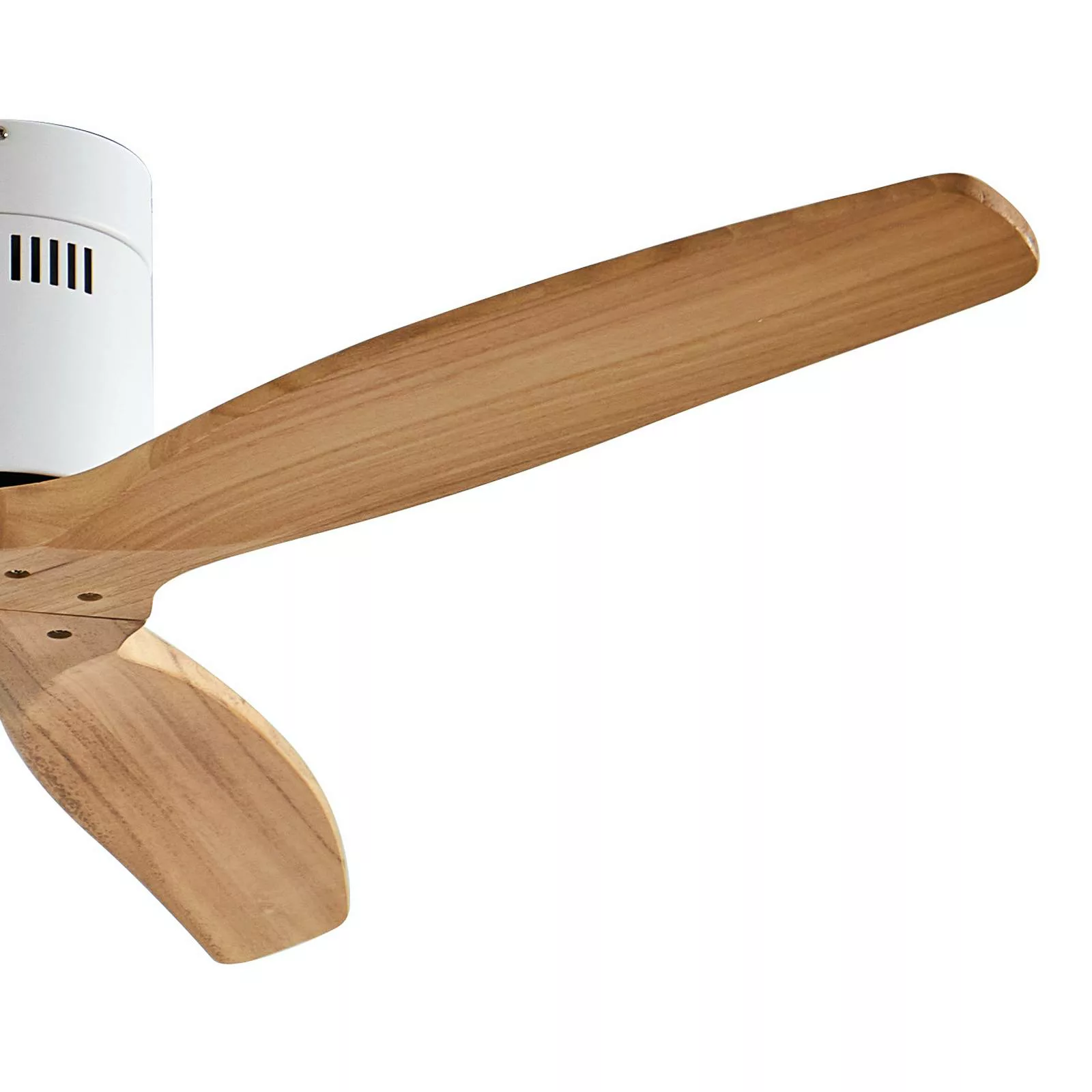 Lucande Deckenventilator Vindur, weiß, Holz, DC, leise günstig online kaufen