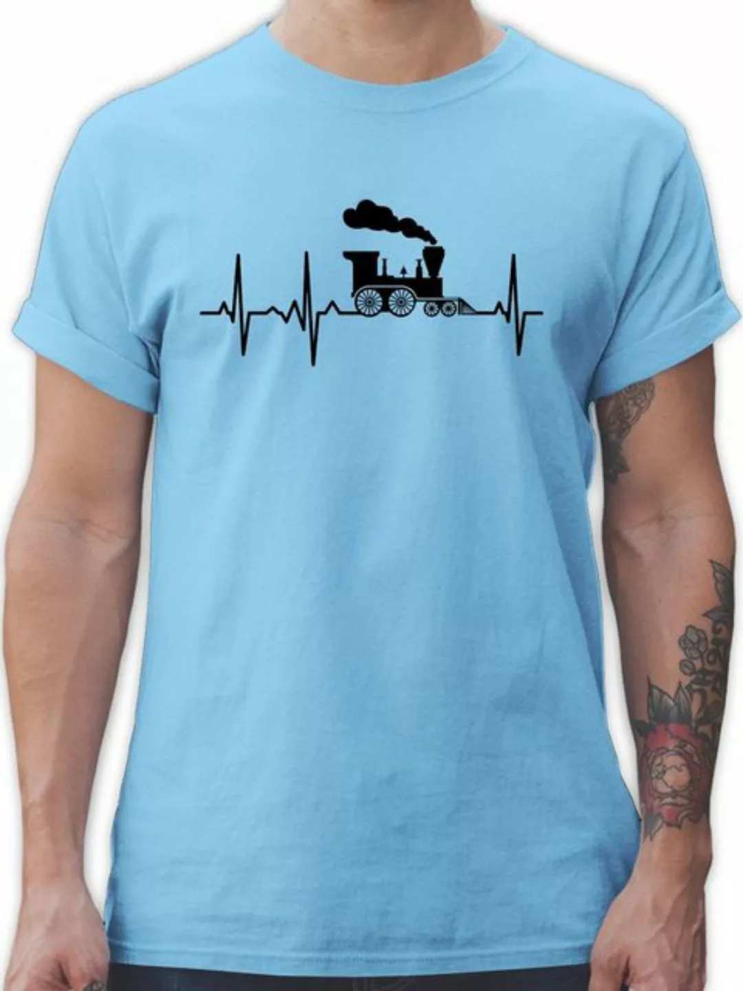 Shirtracer T-Shirt Dampflok Herzschlag I Dampflokomotive Geschenk Eisenbahn günstig online kaufen